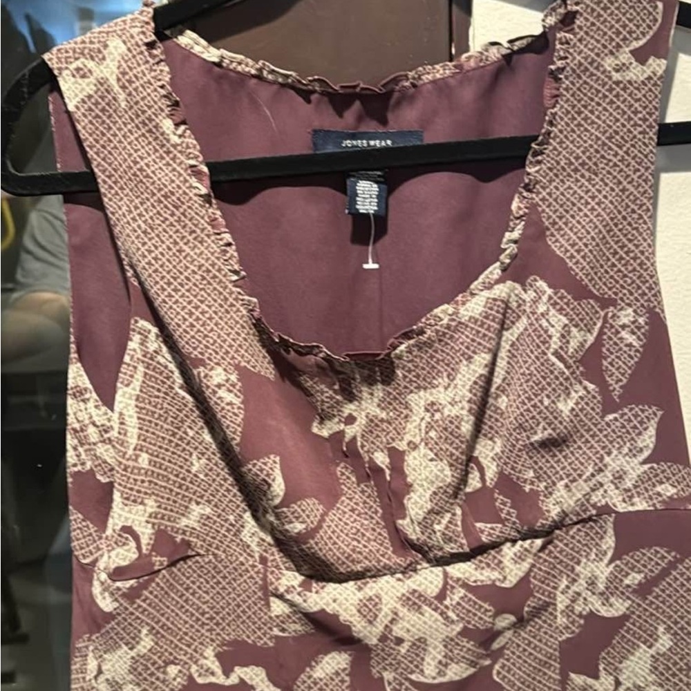 Jones Wear Burgundy and Beige Blouse